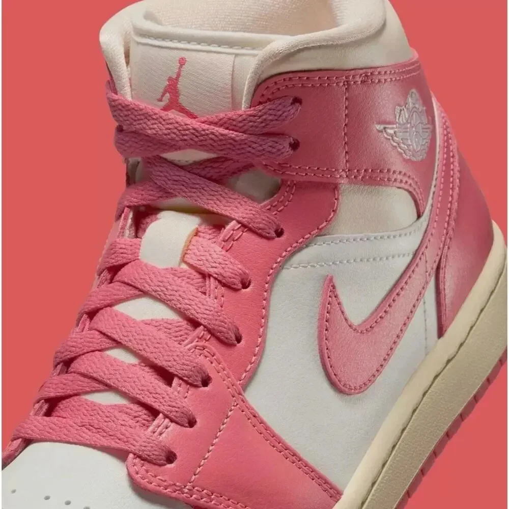 Size 6 - Women's Nike Air Jordan 1 Mid Sail/Pink Salt-Guava Ice BQ6472-109